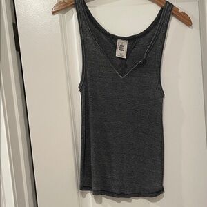 Free people gray ribbed raw hem tank top xs